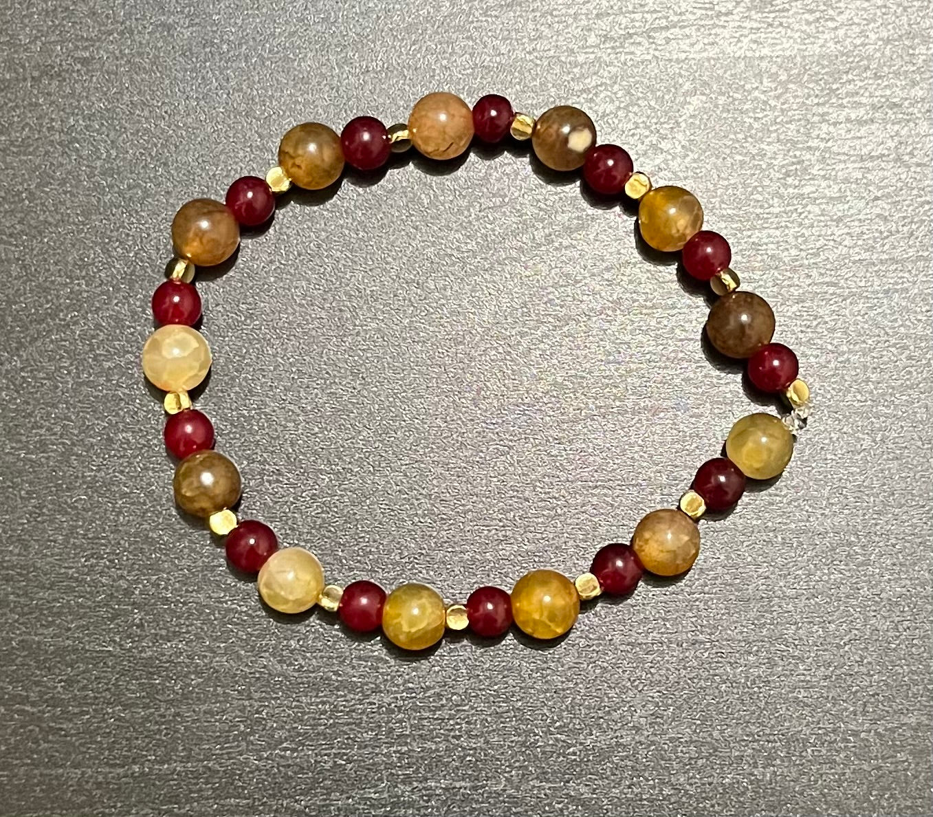 Agate stone & glass mixed bracelet