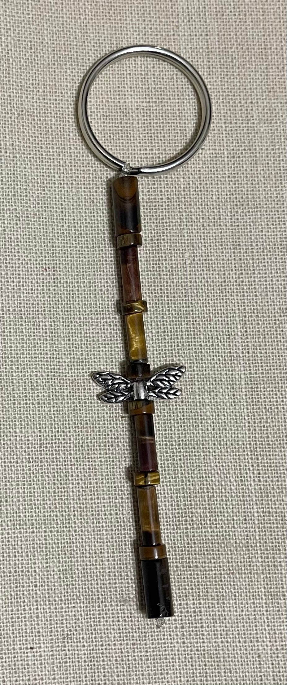 tigers eye dragonfly keychain