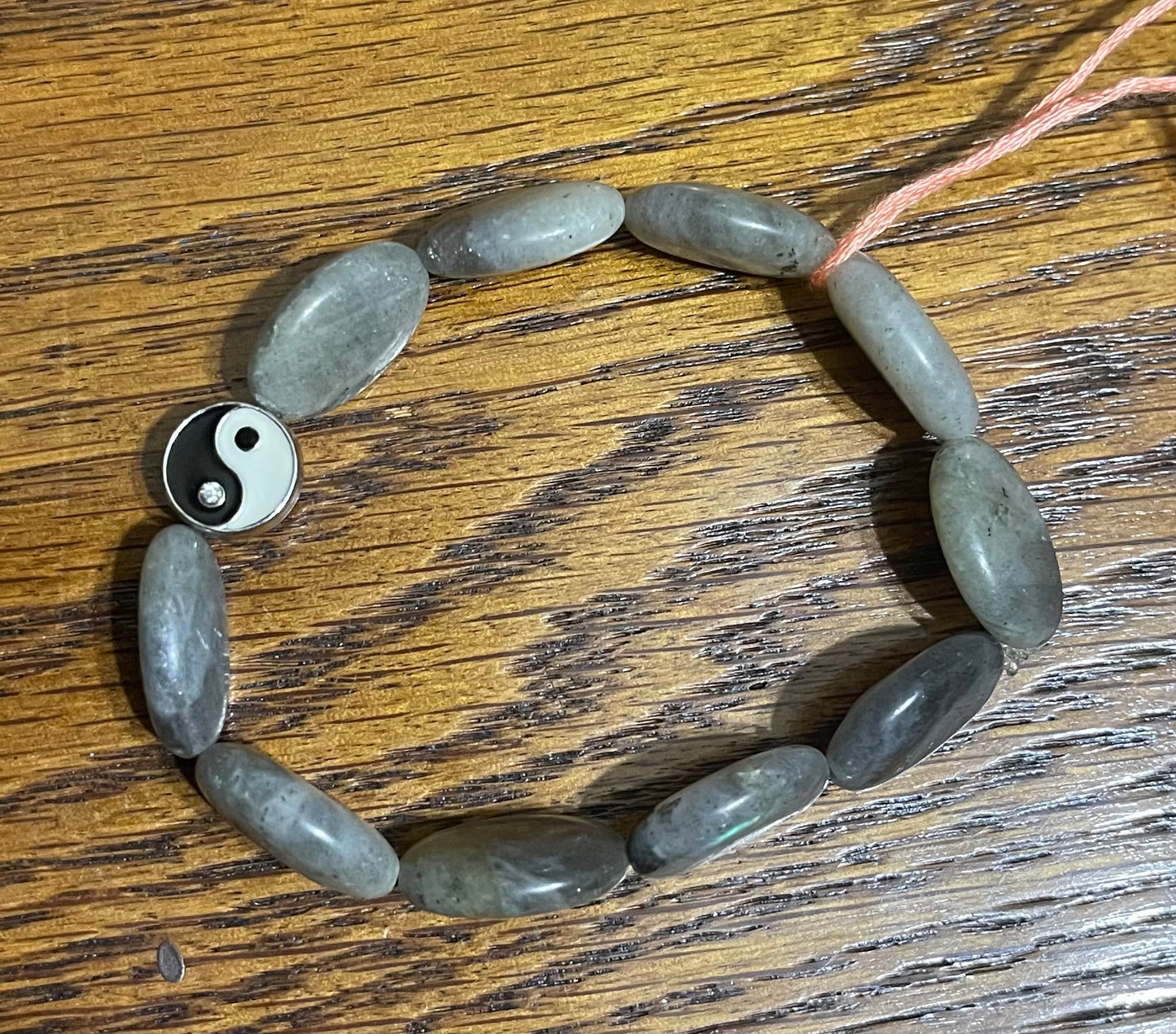 Black and white ying yang Labradorite stone bracelet