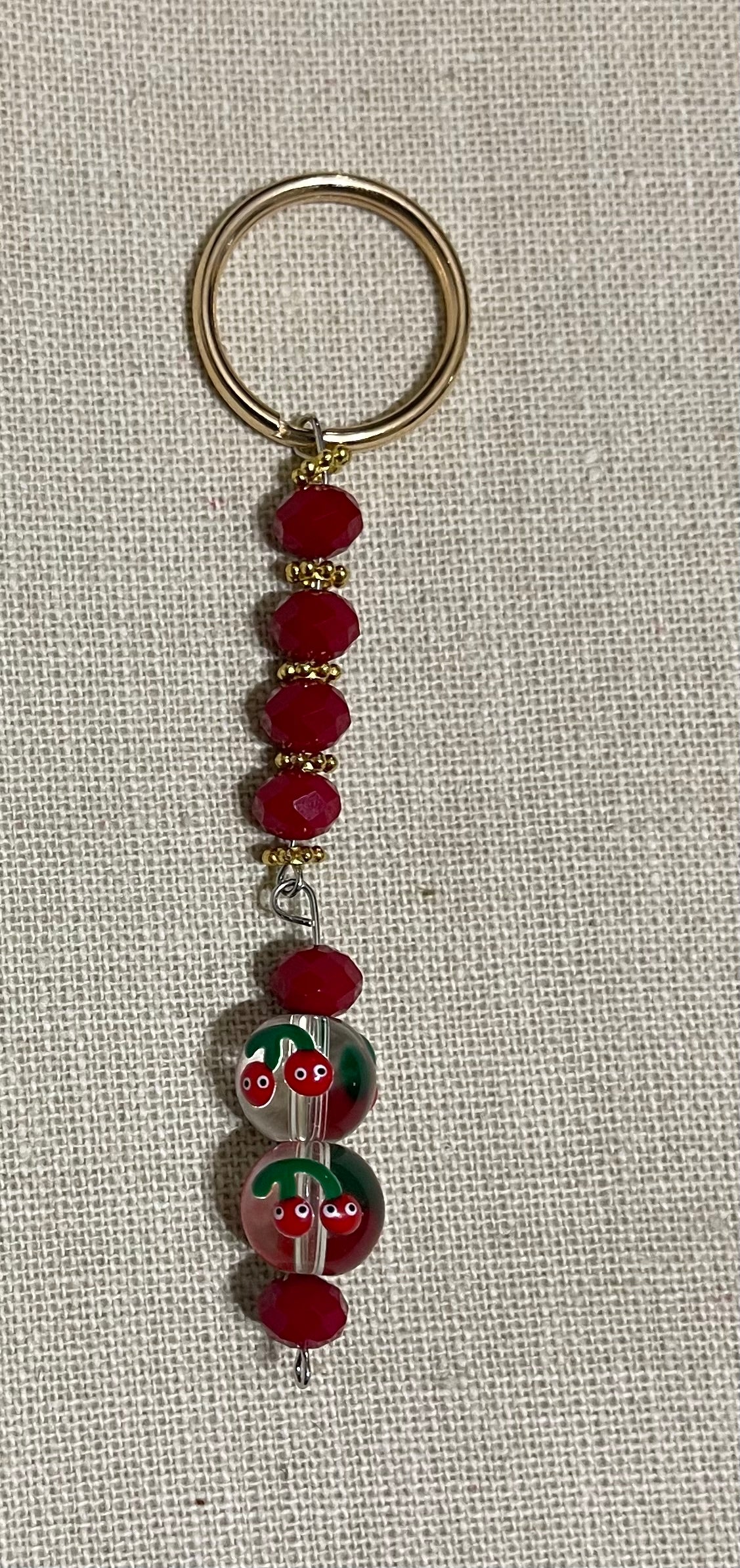 Red glass Cherry keychain