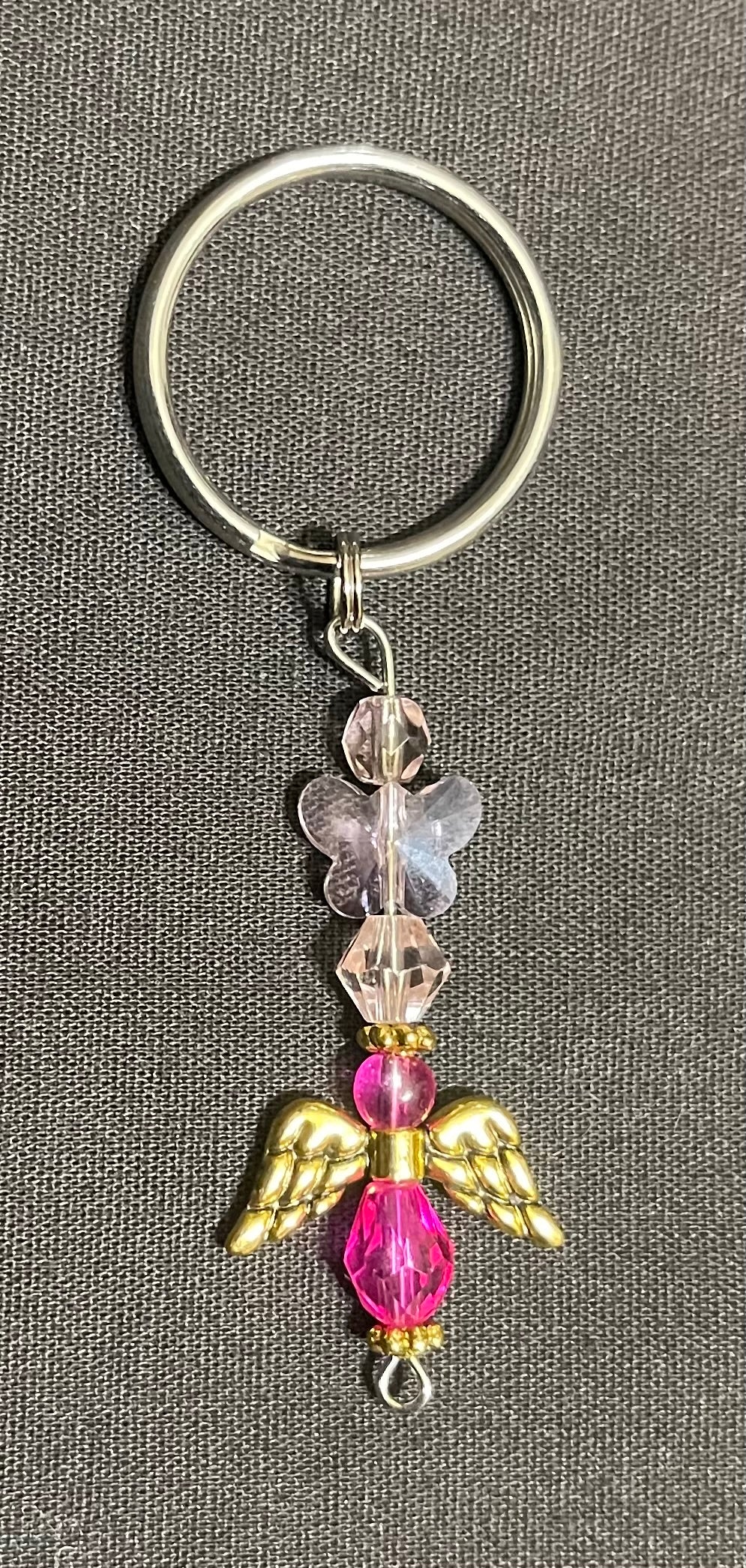 Pink glass keychain