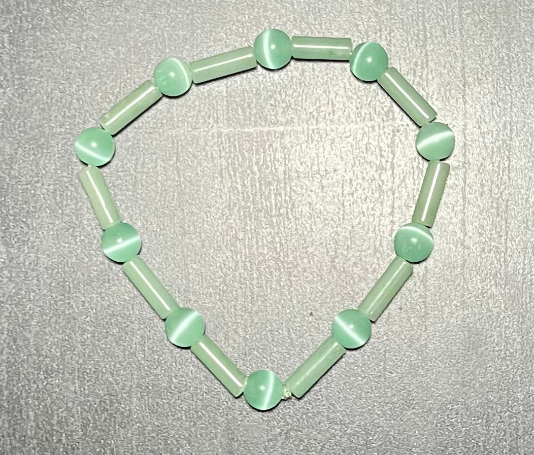 Green aventurine, cat’s eye, & amazonite stone bracelet set