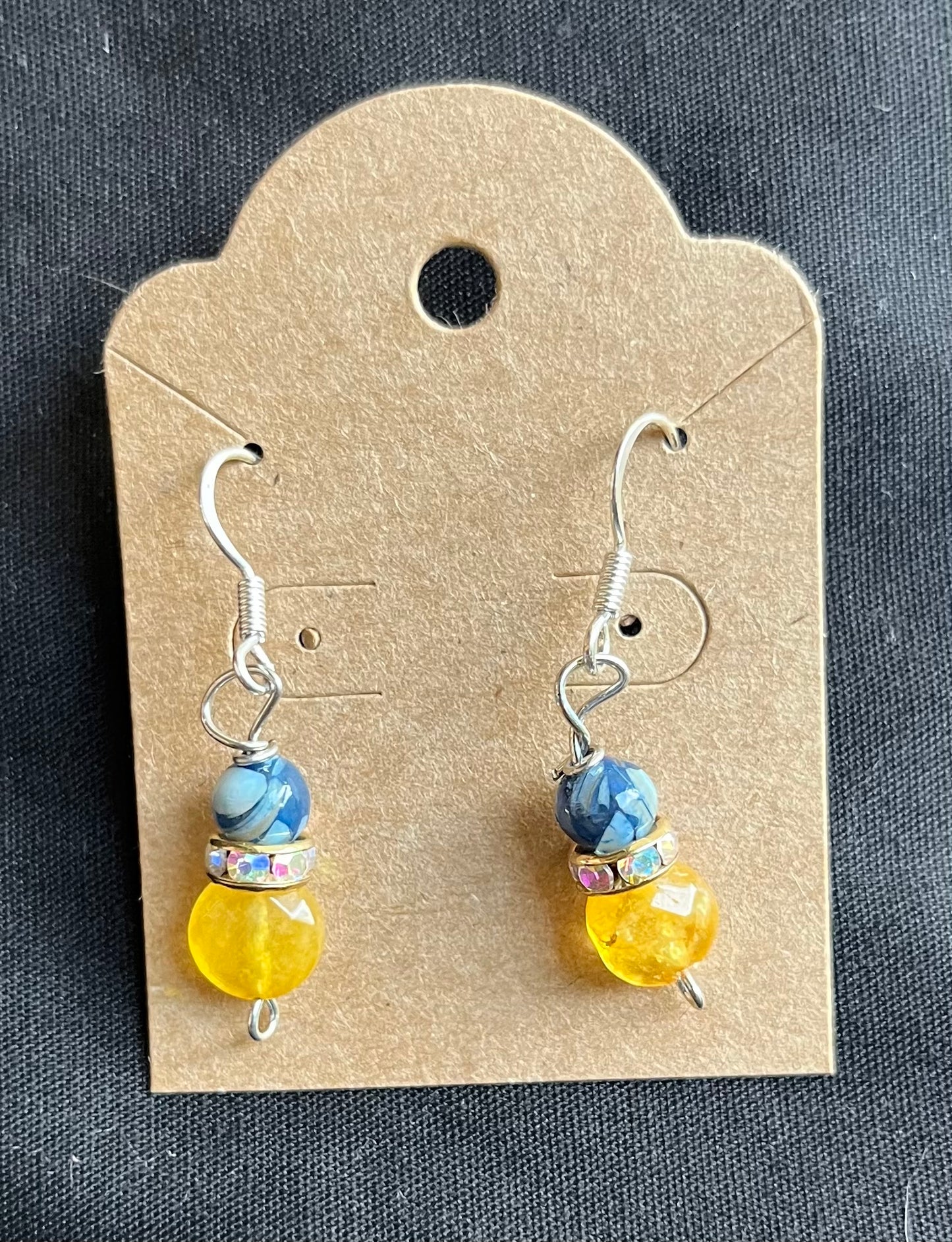 Blue dyed shell & citrine earrings