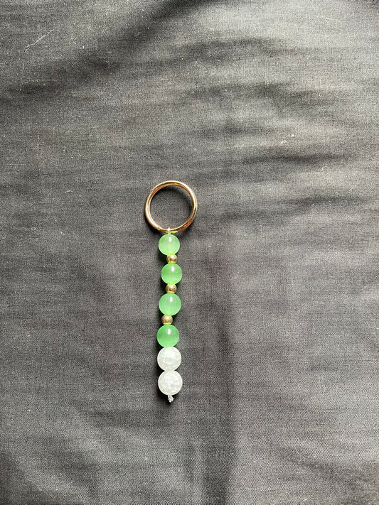 Crackle quartz & cats eye keychain