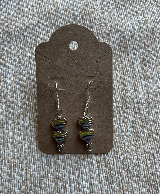 Rainbow heart earrings