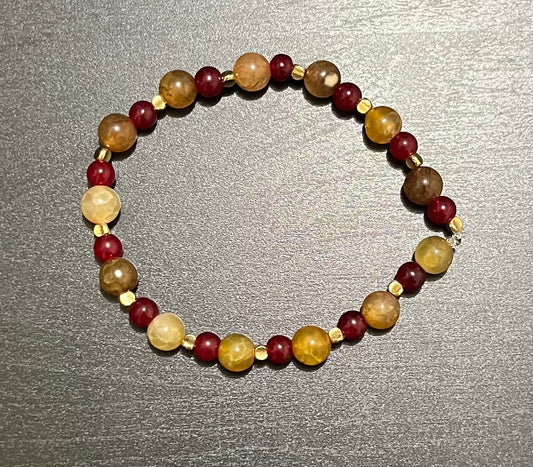 Agate stone & glass mixed bracelet