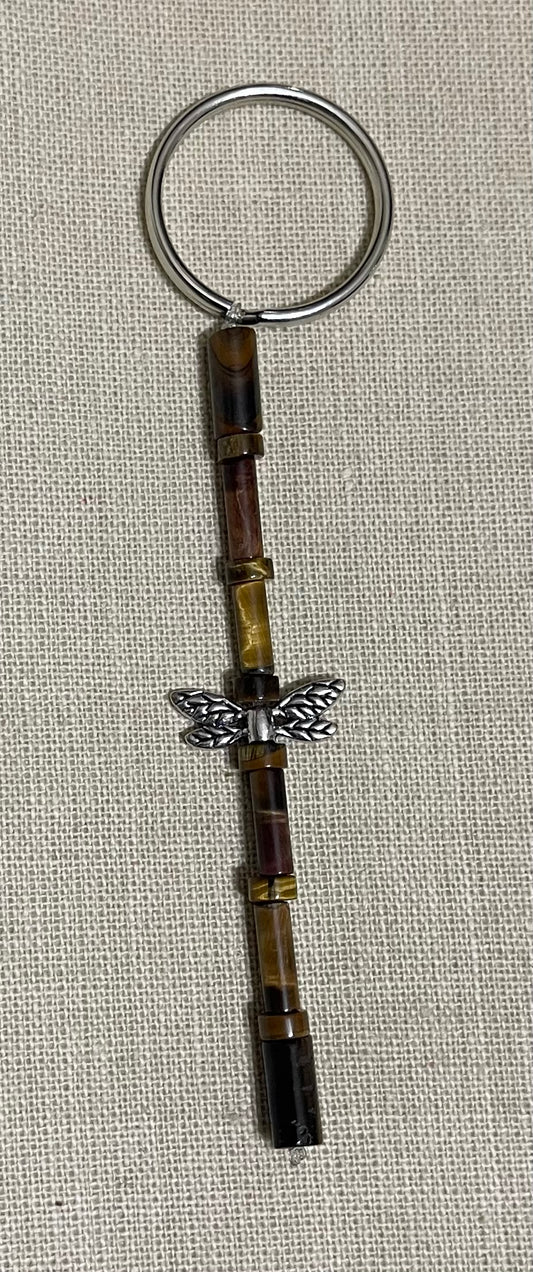 tigers eye dragonfly keychain