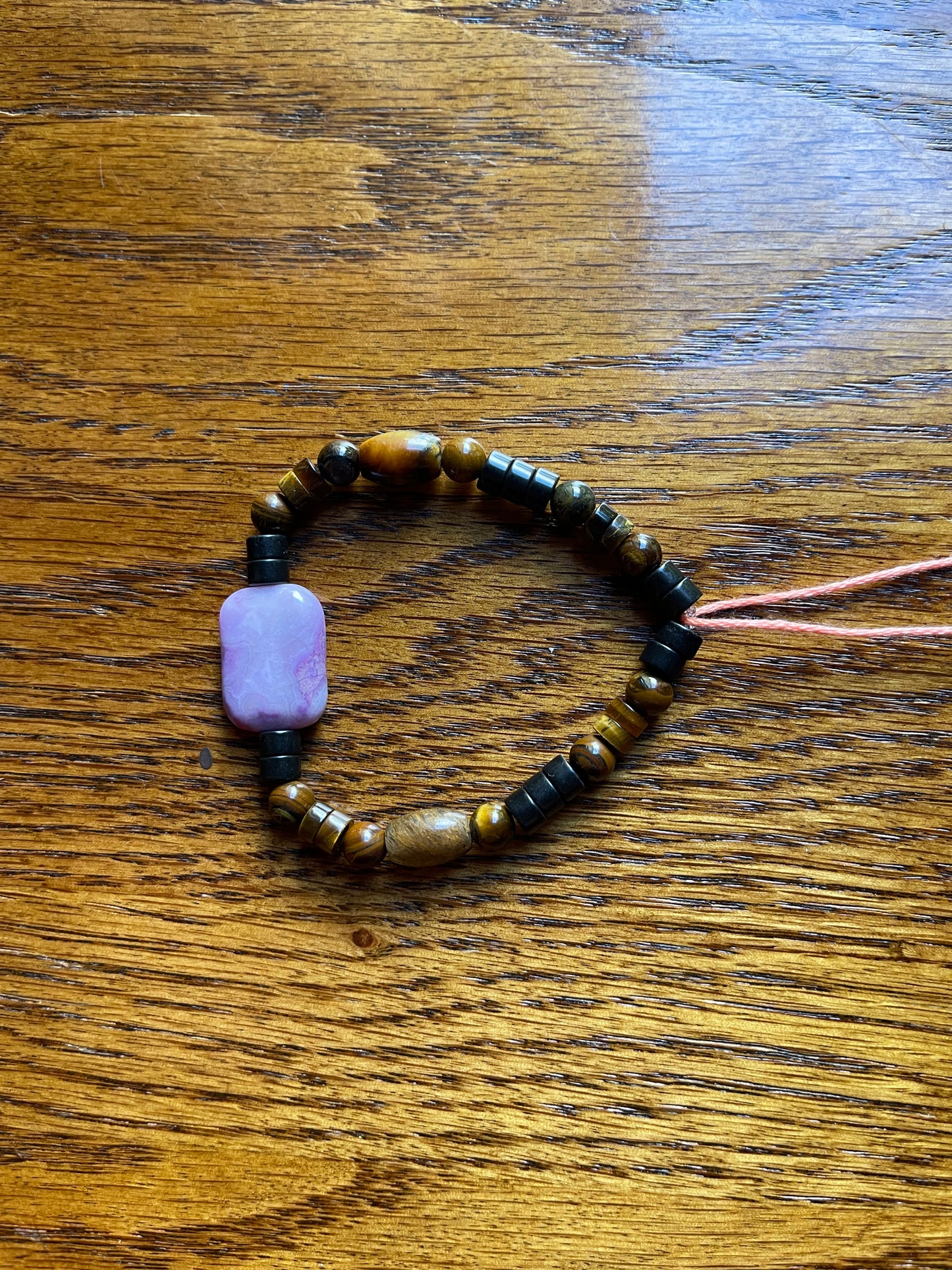Agate stone bracelet with black jasper and tigers eye