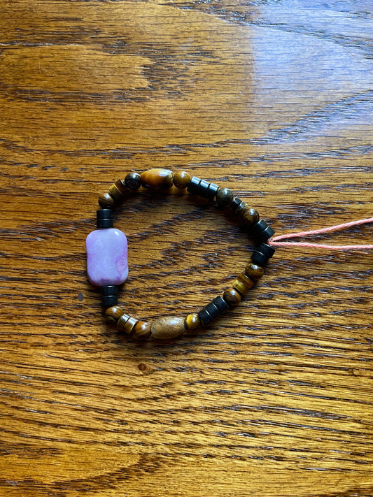 Agate stone bracelet with black jasper and tigers eye