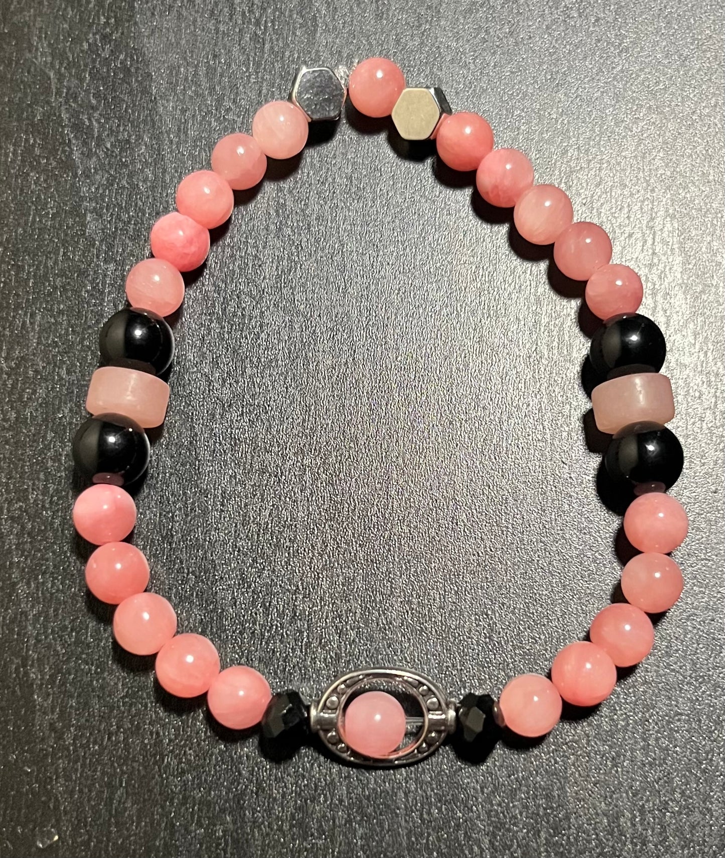 Pink dyed quartz stone bracelet