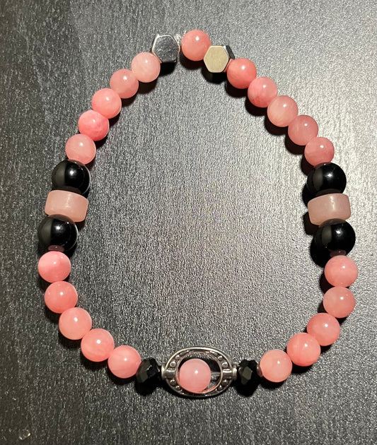 Pink dyed quartz stone bracelet