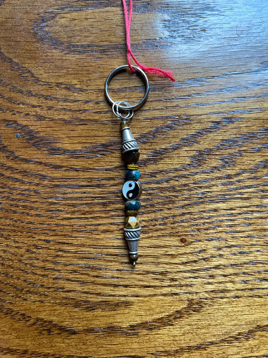 tigers eye and jasper ying yang keychain