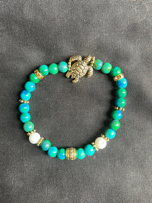 Earthy colored stone turtle bracelet