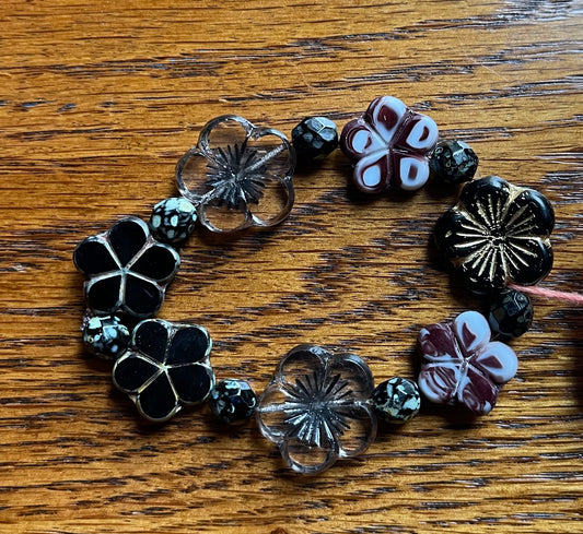 Dark Czech glass bracelet
