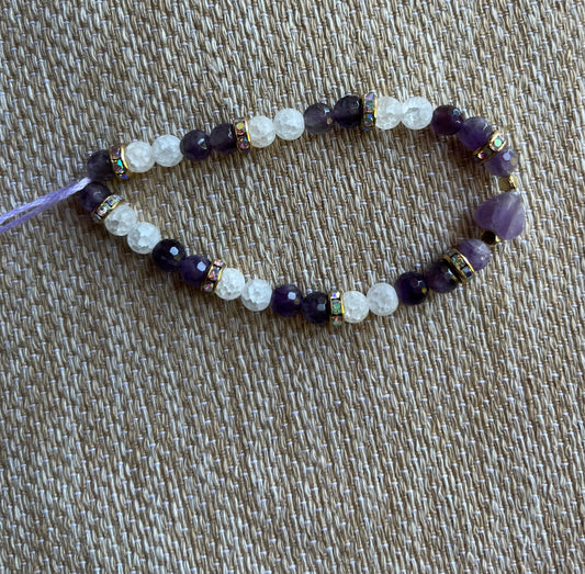 Crackle quartz & amethyst stone bracelet