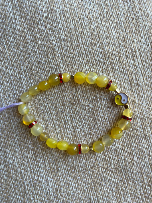 Yellow agate & yellow yin and yang bracelet