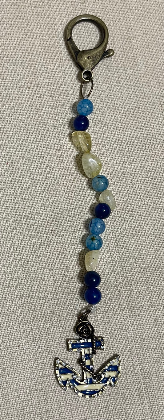 Dyed crackle agate & Citrine keychain