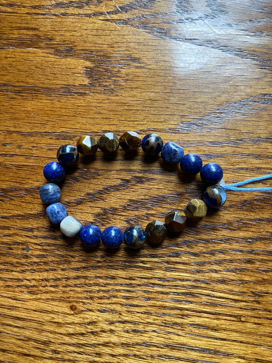 Sodalite bracelet with tigers eye, jasper and lapis