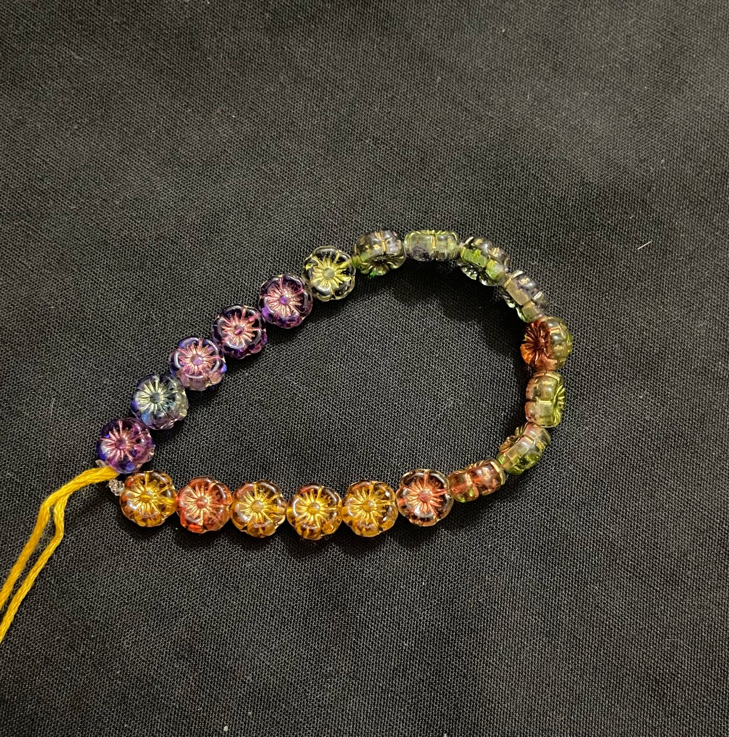 Colorful flowers Czech glass bracelet