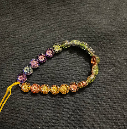 Colorful flowers Czech glass bracelet