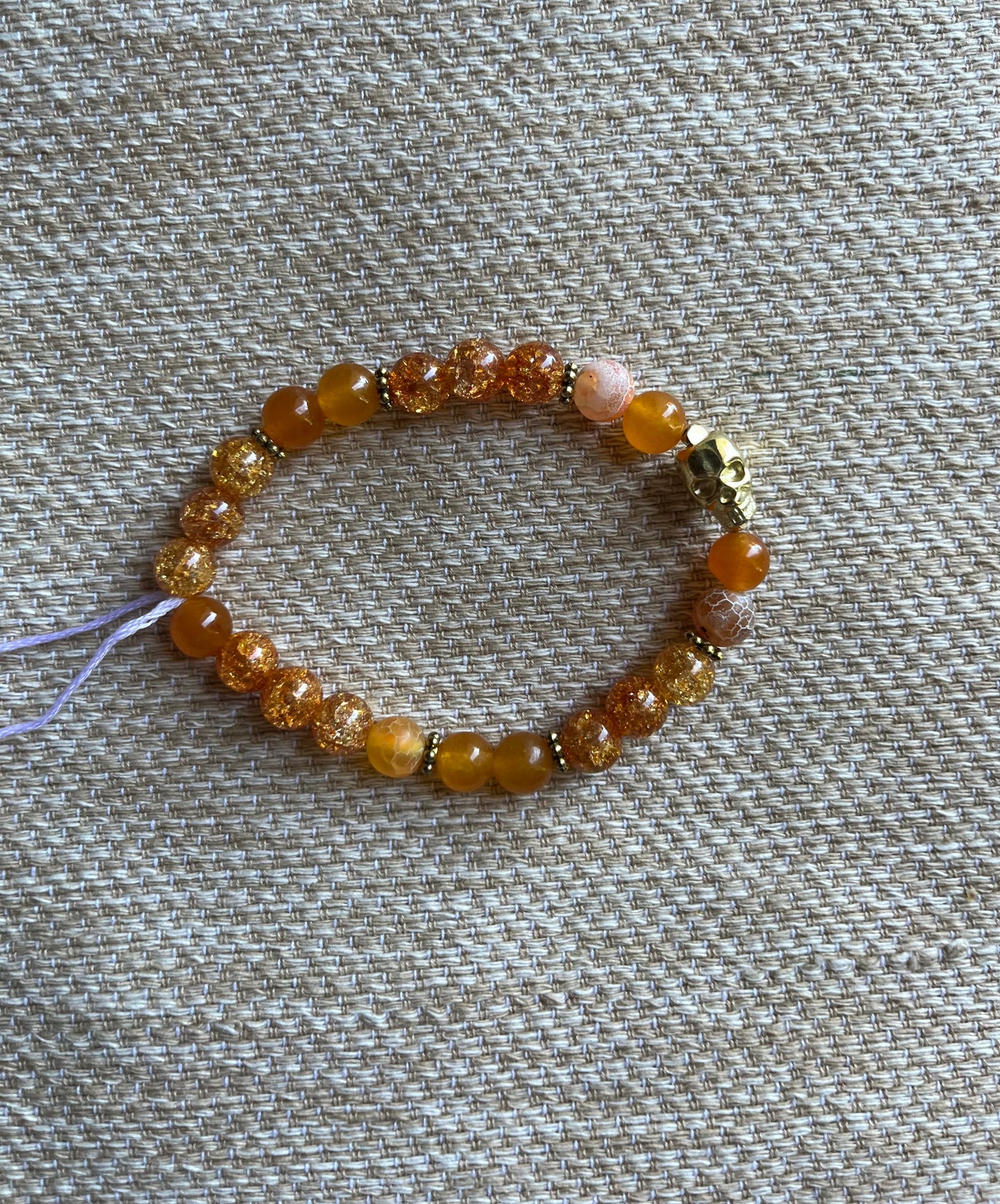 Orange Crackle agate & orange Crackle quartz stone bracelet