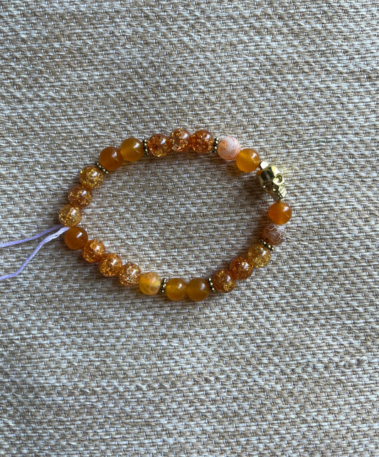 Orange Crackle agate & orange Crackle quartz stone bracelet