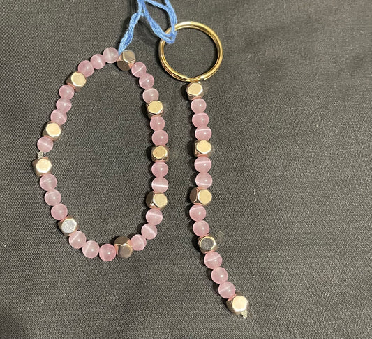 Cat’s eye keychain & bracelet set