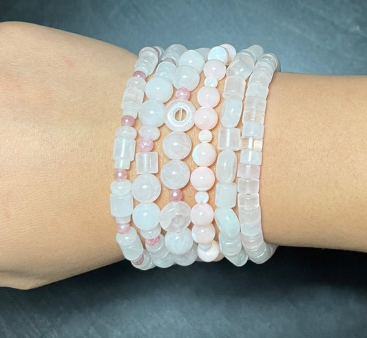Rose quartz stone bracelet set
