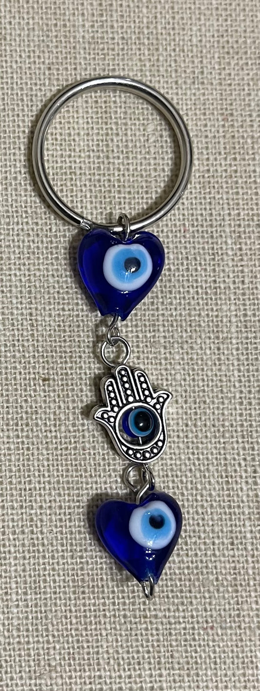 Evil eye keychain (2 hearts)