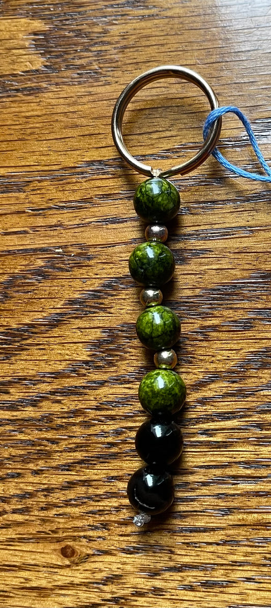 Dyed quartz & dyed agate keychain