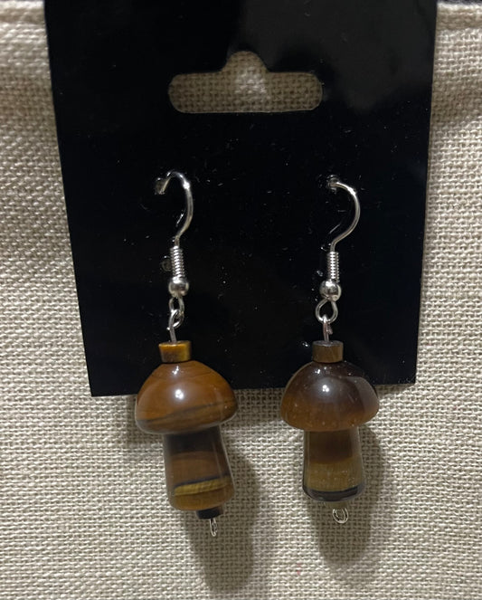 Mushroom shaped tiger’s eye earrings