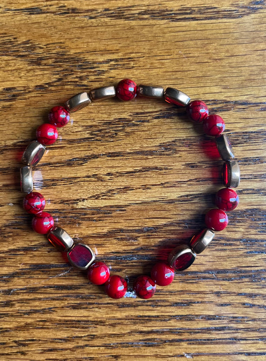 Red dyed glass quartz bracelet
