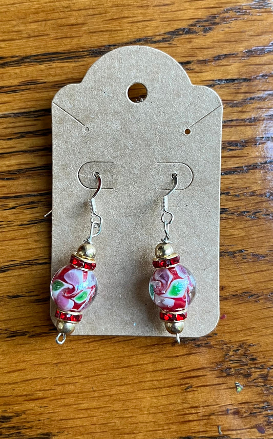 Red lampwork glass earrings