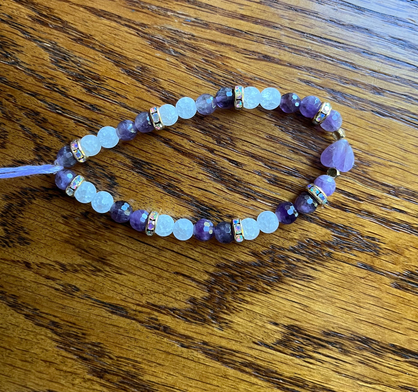 Crackle quartz & amethyst stone bracelet