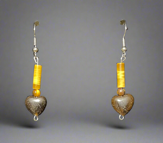 Heart shaped tiger’s eye earrings