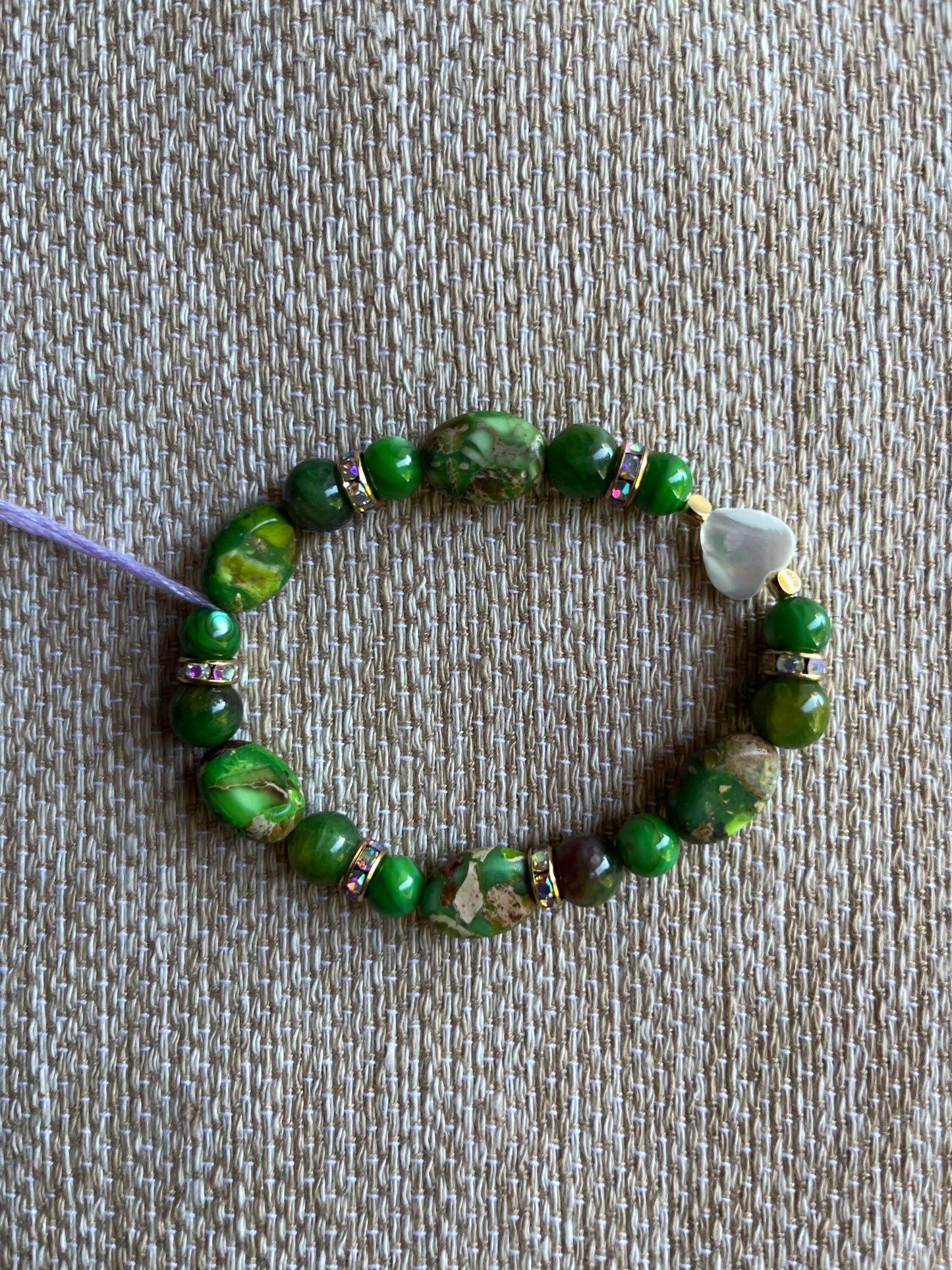 Imperial jasper, & green dyed shell bracelet