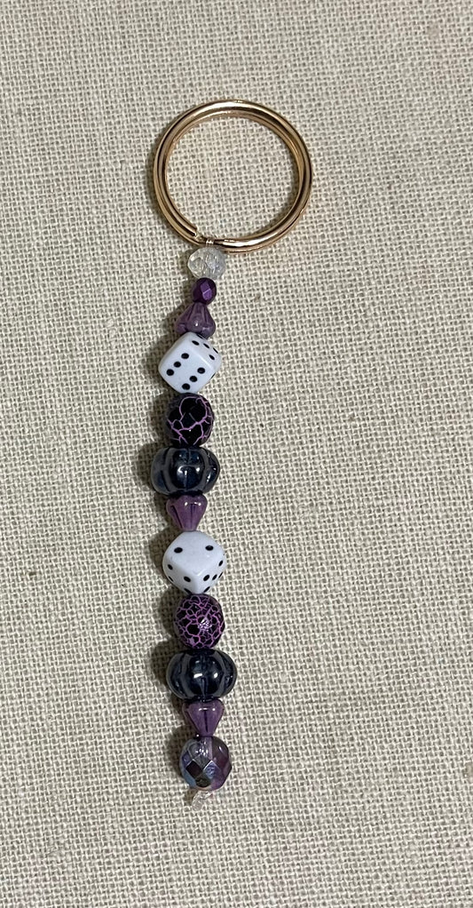 Czech glass keychain with dice