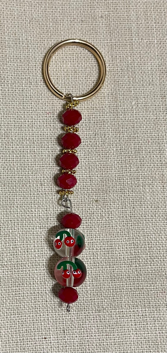 Red glass Cherry keychain