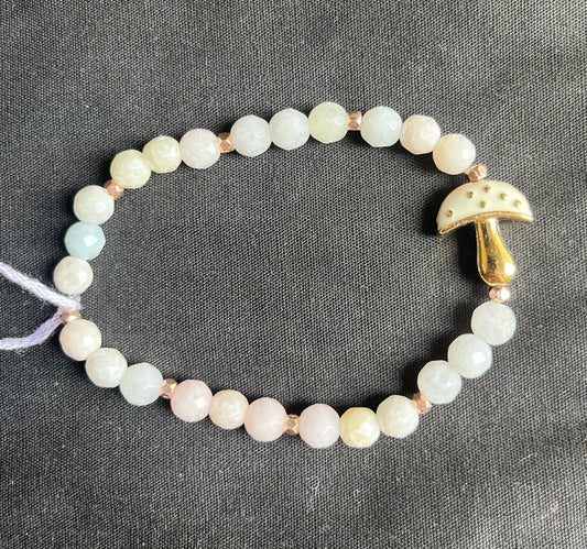 Dyed quartz bracelet with white mushroom bracelet