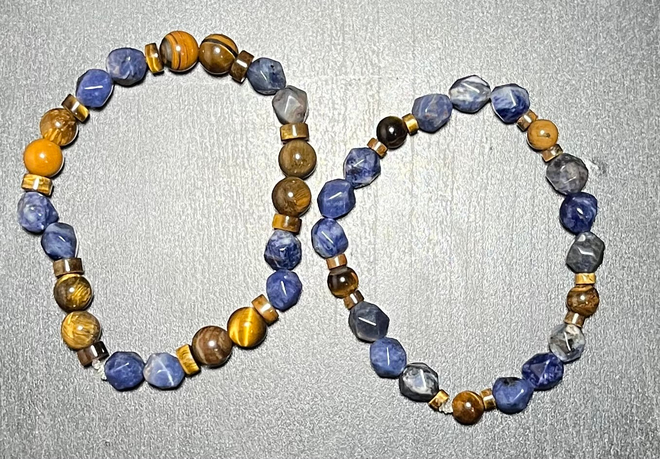 Sodalite & tiger’s eye stone bracelet set