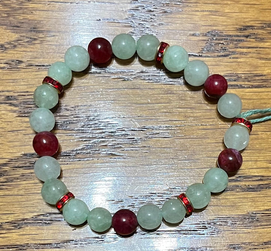 Crackle agate & quartz bracelet
