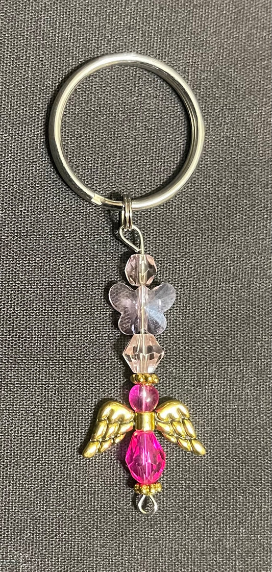 Pink glass keychain