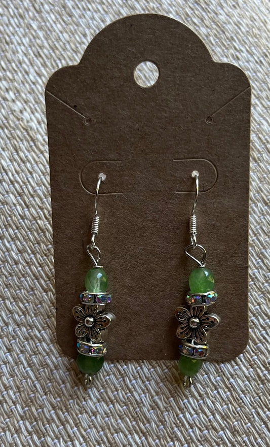 Green aventurine flower earrings