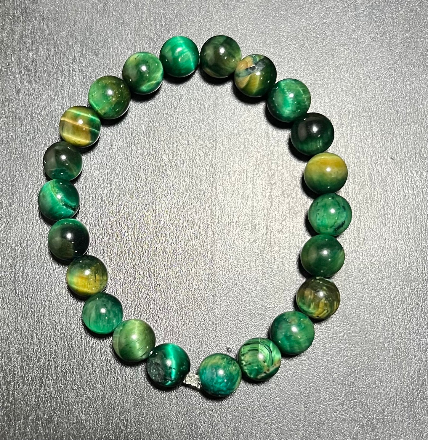 Blue aventurine, green dyed tiger’s eye, agate stone bracelet set