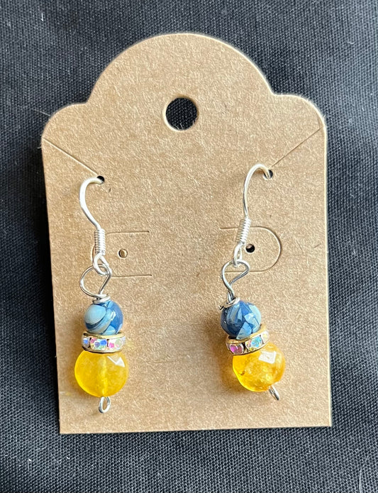 Blue dyed shell & citrine earrings