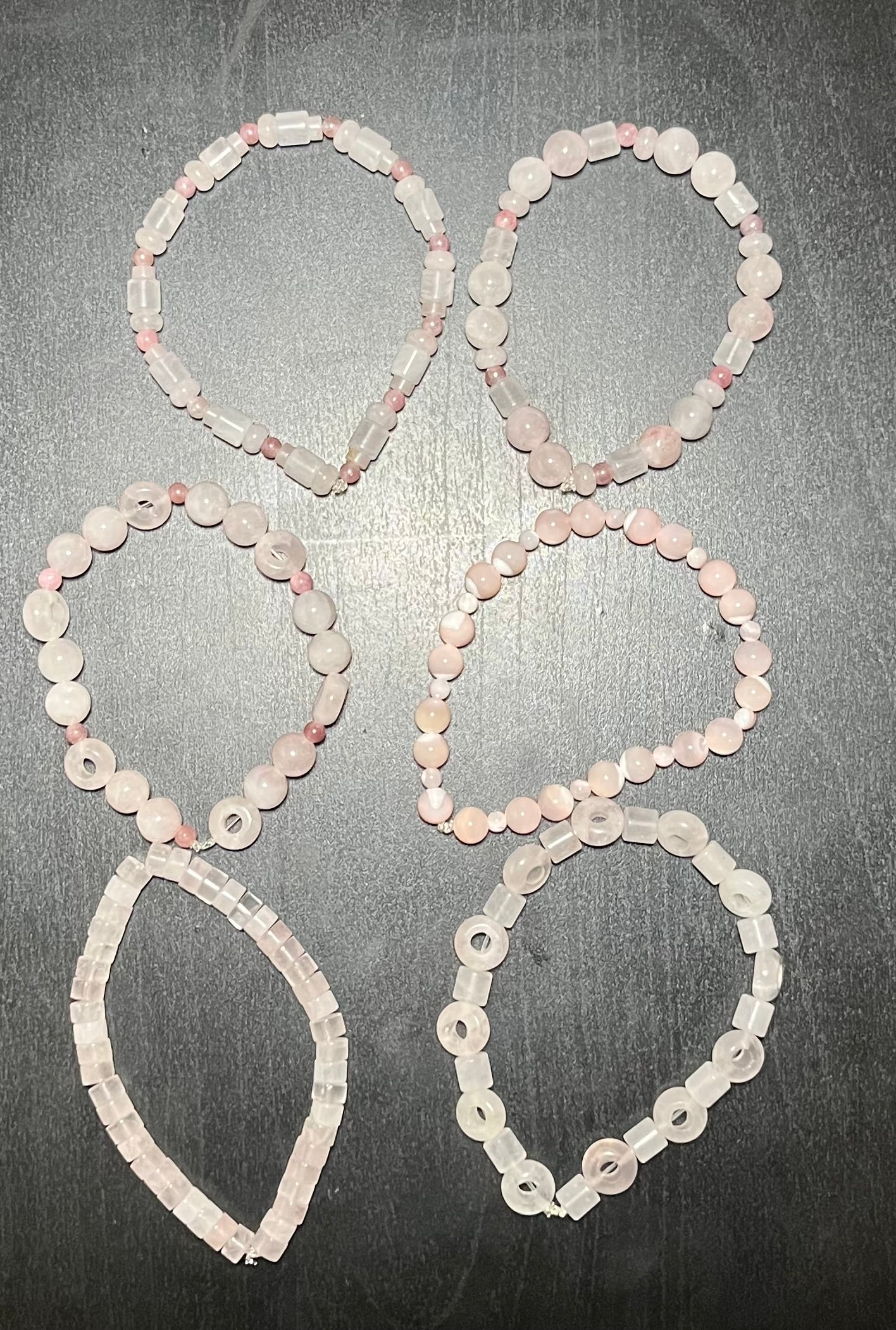 Rose quartz stone bracelet set