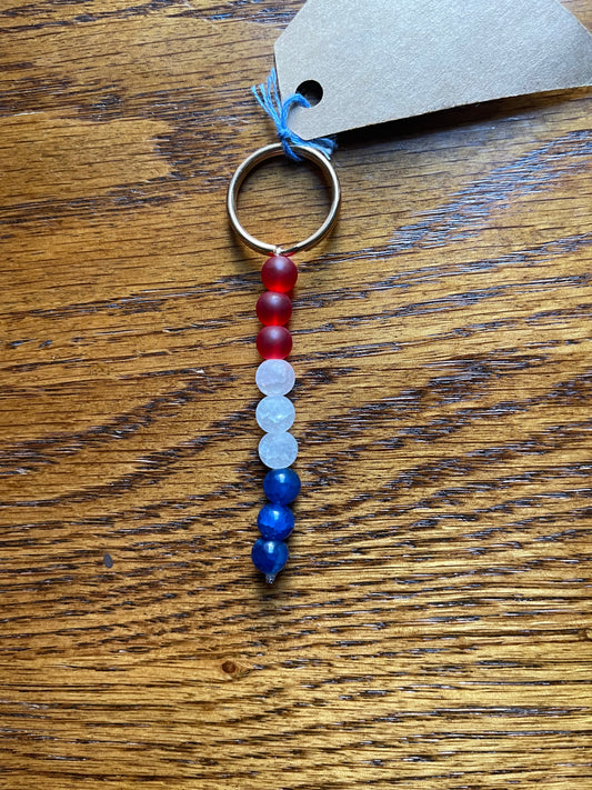 Crackle agate & Crackle quartz keychain