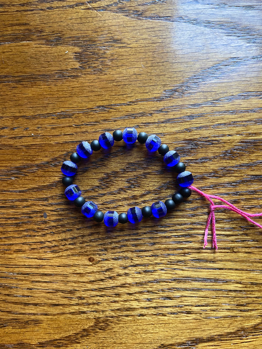 black and blue glass bracelet