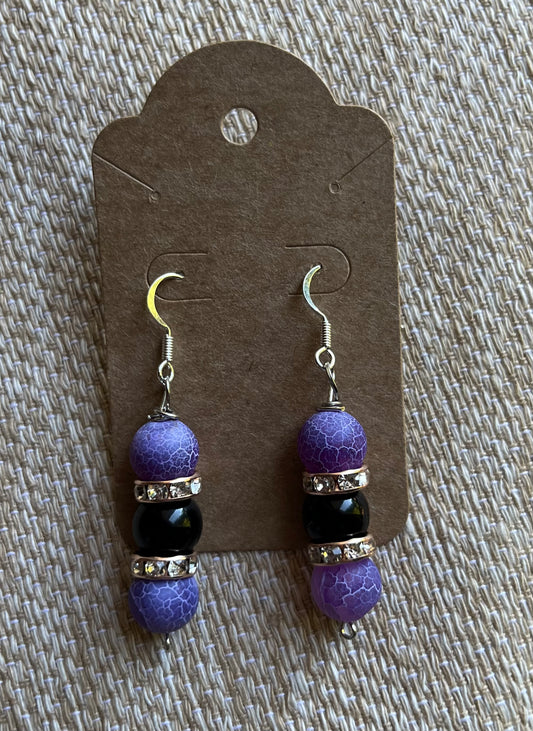 Purple crackle agate earrings