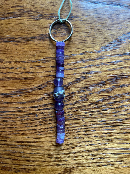 Amethyst and agate keychain